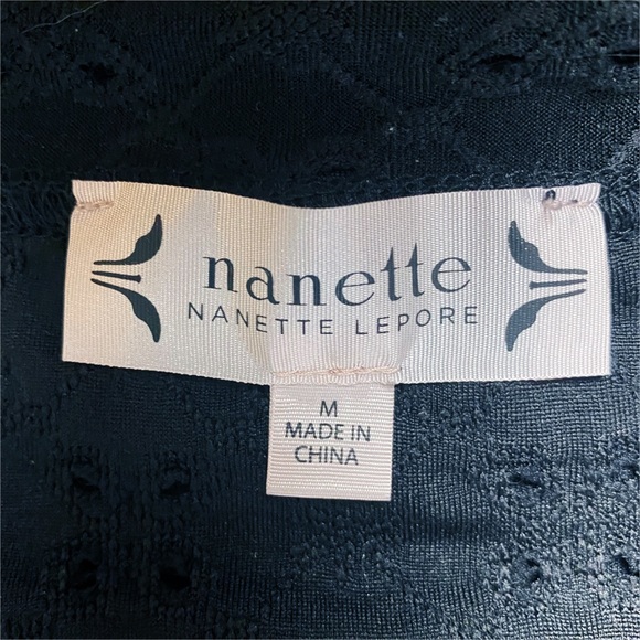 Nanette x Nanette Lepore Black Eyelet Tie Front Top - Picture 6 of 6